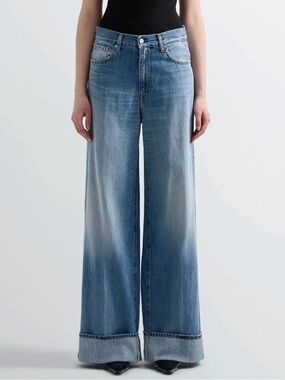 DL1961 Hepburn Wide Leg Low Rise Vintage Jeans Size 31 Ravello Cuffed